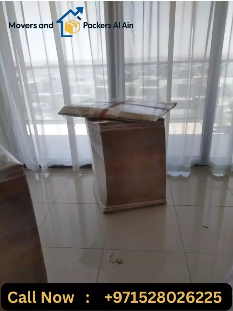 Large bedroom closet prepared for safe transportation.