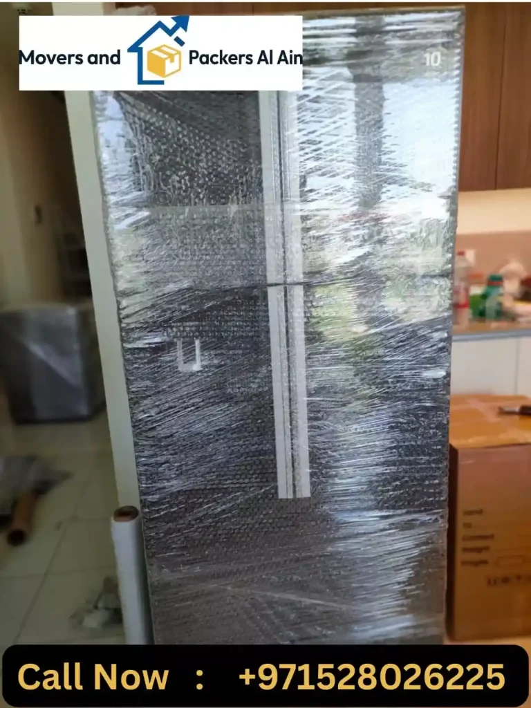 Dressing table wrapped carefully to protect the mirror and wood.